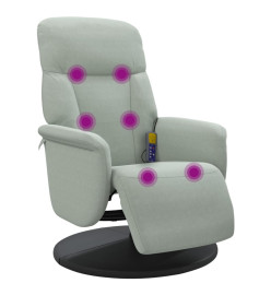 Fauteuil inclinable de massage repose-pied gris clair velours