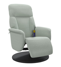 Fauteuil inclinable de massage repose-pied gris clair velours