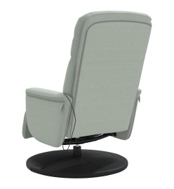 Fauteuil inclinable de massage repose-pied gris clair velours