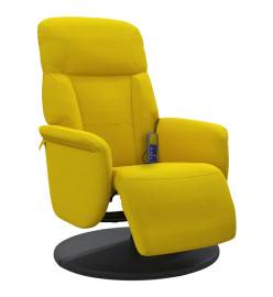 Fauteuil inclinable de massage avec repose-pied jaune velours