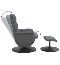 Fauteuil inclinable avec repose-pied gris similicuir