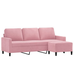 Canapé à 3 places avec repose-pieds Rose 180 cm Velours