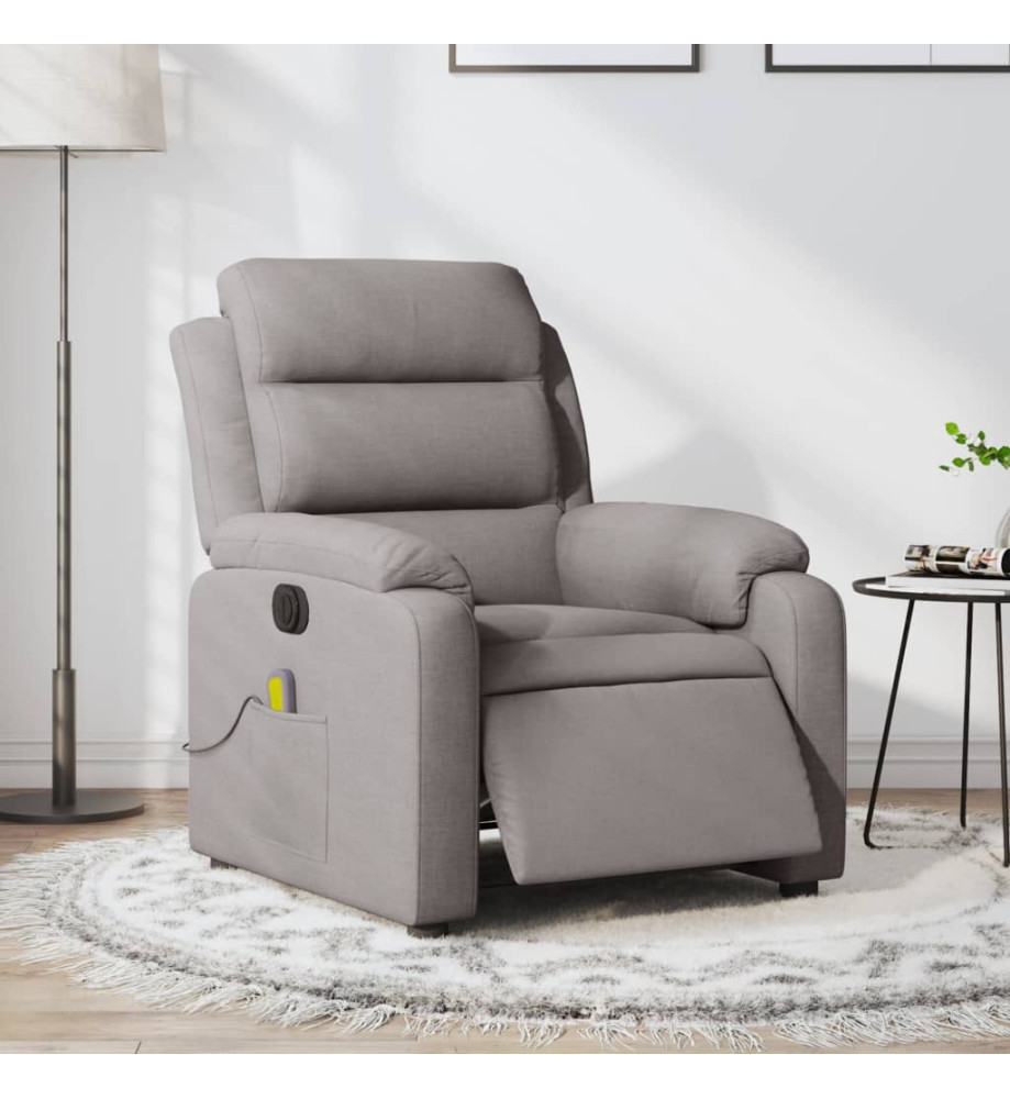 Fauteuil de massage inclinable électrique Taupe Tissu