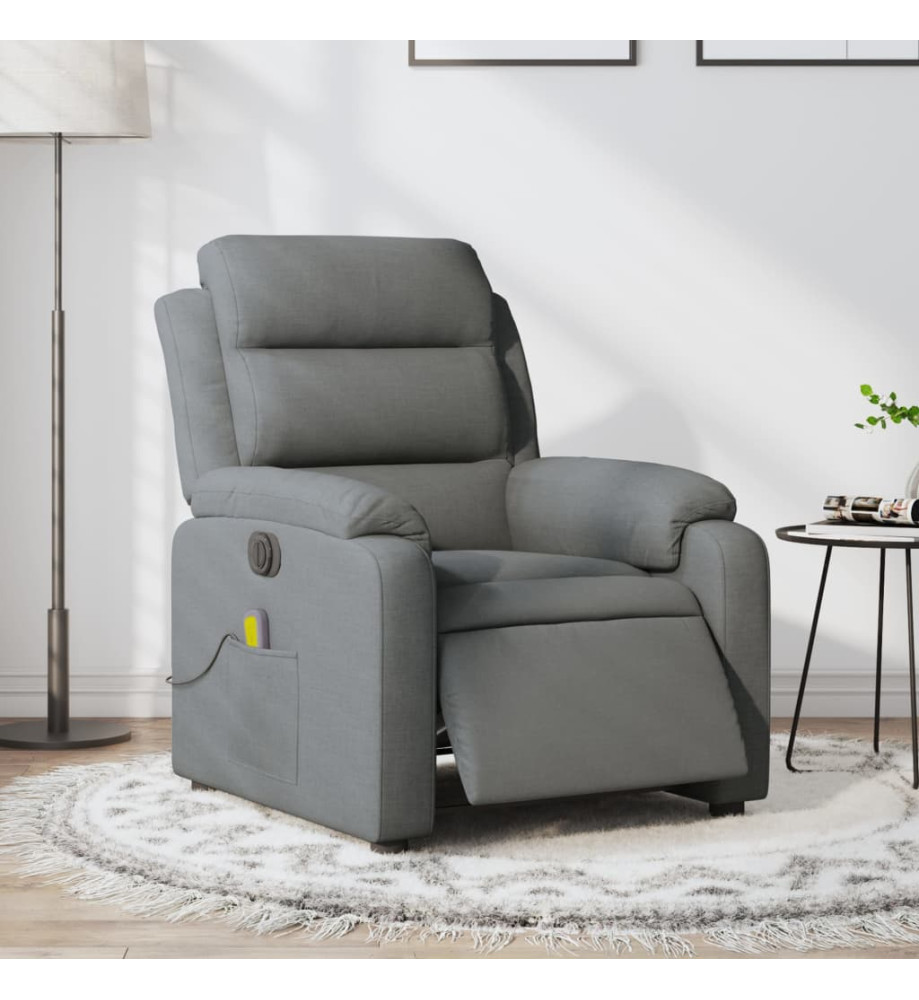 Fauteuil inclinable de massage électrique gris foncé tissu