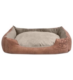 Lit pour chiens avec coussin Cuir artificiel PU Taille L Beige