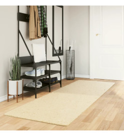 Tapis HUARTE à poils courts doux et lavable crème 80x250 cm