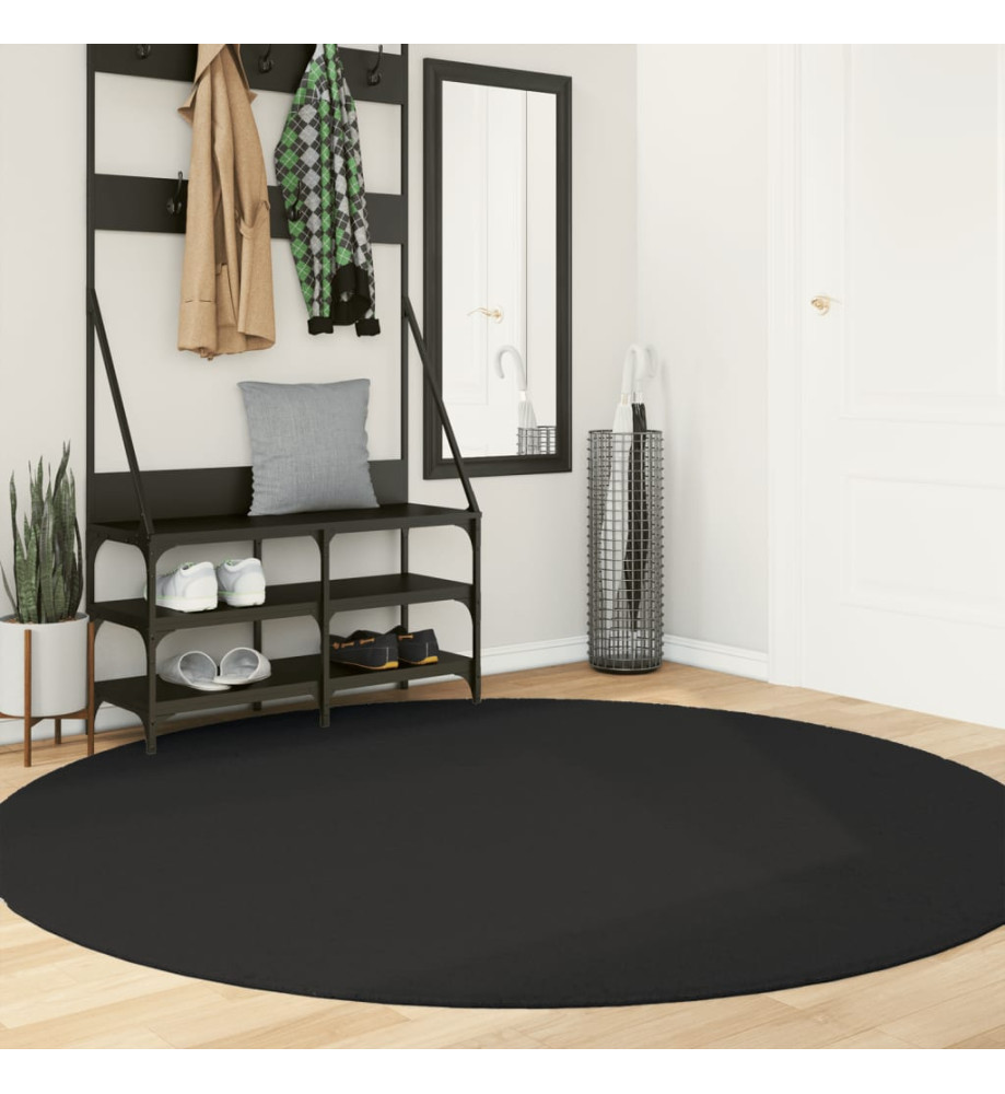 Tapis HUARTE à poils courts doux et lavable noir Ø 200 cm