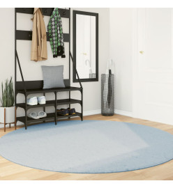 Tapis HUARTE à poils courts doux et lavable bleu Ø 200 cm