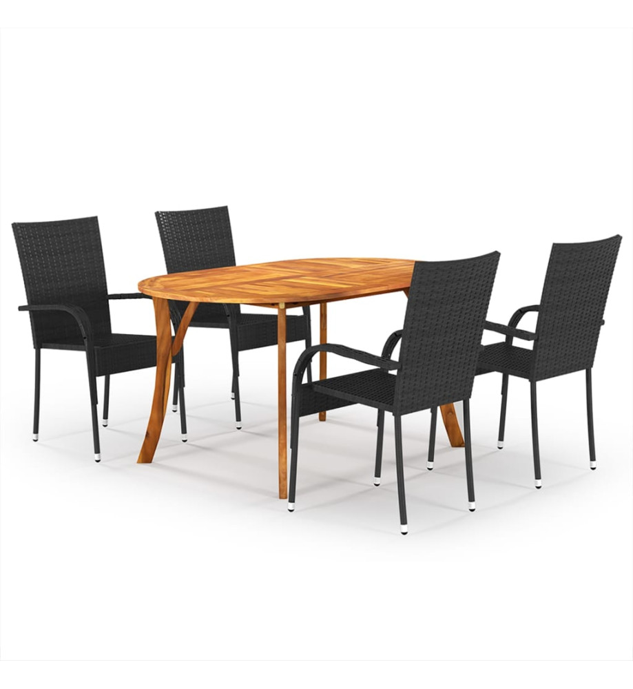 Ensemble de salle à manger de jardin 5 pcs Noir Ensemble de salle à manger de jardin 5 pcs Noir