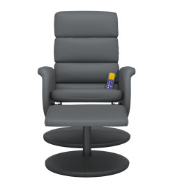 Fauteuil inclinable de massage avec repose-pied gris similicuir