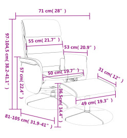 Fauteuil inclinable de massage avec repose-pied gris similicuir