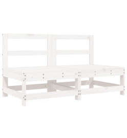 Canapés centraux de jardin 2 pcs blanc bois de pin massif