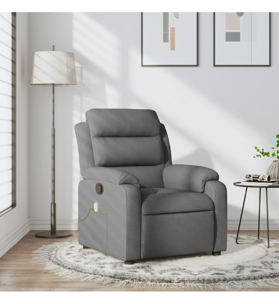 Fauteuil de massage inclinable Gris foncé Tissu