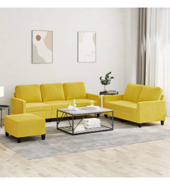 Ensemble de canapés 3 pcs avec coussins Jaune Velours