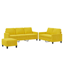 Ensemble de canapés 3 pcs avec coussins Jaune Velours