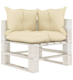 Salon palette de jardin 9 pcs avec coussins crème bois