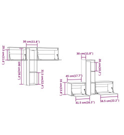 Meubles TV 6 pcs Gris Bois massif de pin