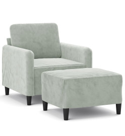 Fauteuil avec repose-pied Gris clair 60 cm Velours