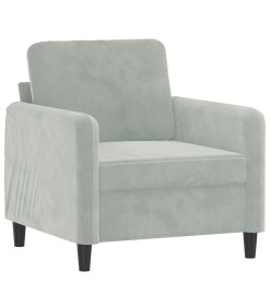 Fauteuil avec repose-pied Gris clair 60 cm Velours