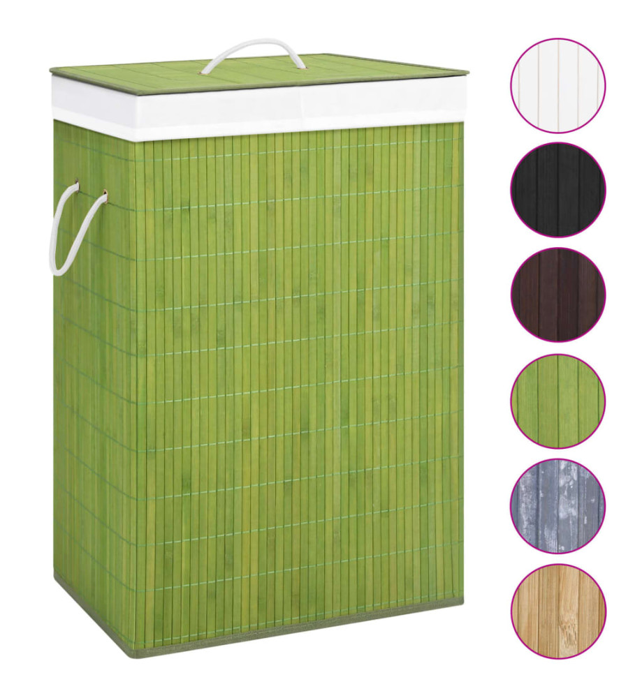 Panier à linge avec 2 sections bambou vert 72 L