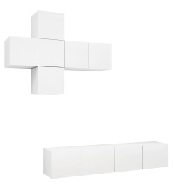 Ensemble de meuble TV 7 pcs Blanc Aggloméré