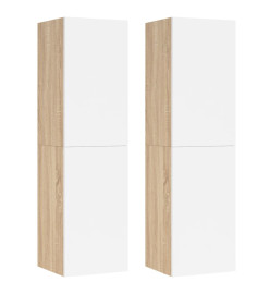 Meubles TV 2 pcs Blanc et chêne sonoma 30,5x30x110 cm Aggloméré