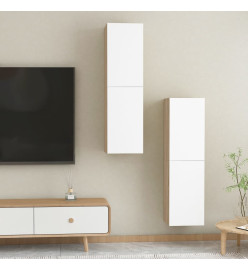 Meubles TV 2 pcs Blanc et chêne sonoma 30,5x30x110 cm Aggloméré