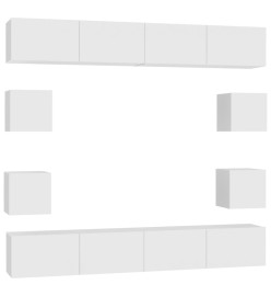 Ensemble de meubles TV 8 pcs Blanc Aggloméré