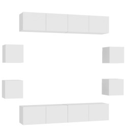 Ensemble de meubles TV 8 pcs Blanc Aggloméré