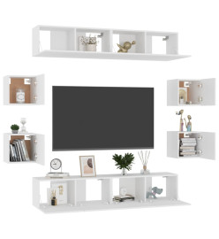 Ensemble de meubles TV 8 pcs Blanc Aggloméré