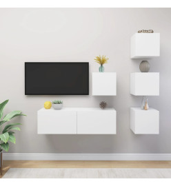 Ensemble de meuble TV 5 pcs Blanc Aggloméré