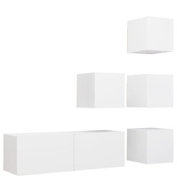 Ensemble de meuble TV 5 pcs Blanc Aggloméré