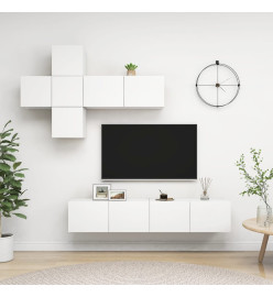 Ensemble de meuble TV 7 pcs Blanc Aggloméré