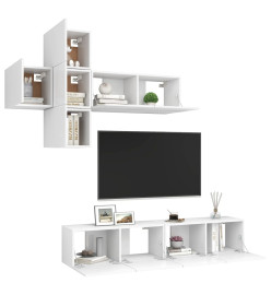 Ensemble de meuble TV 7 pcs Blanc Aggloméré