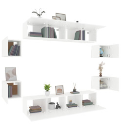 Ensemble de meubles TV 8 pcs Blanc Bois d'ingénierie