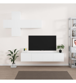 Ensemble de meubles TV 7 pcs Blanc Bois d'ingénierie