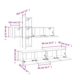 Ensemble de meubles TV 7 pcs Blanc Bois d'ingénierie