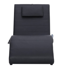 Chaise longue de massage avec oreiller Noir Similicuir