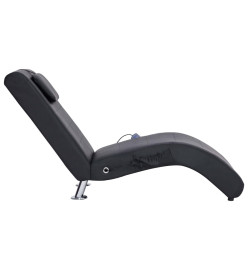 Chaise longue de massage avec oreiller Noir Similicuir