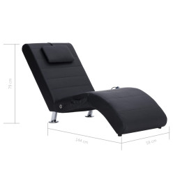 Chaise longue de massage avec oreiller Noir Similicuir