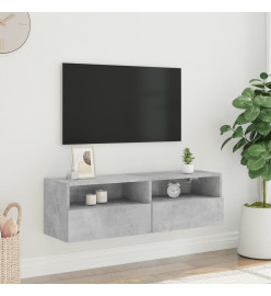 Meuble TV mural gris béton 100x30x30 cm bois d'ingénierie