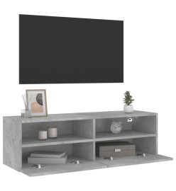 Meuble TV mural gris béton 100x30x30 cm bois d'ingénierie