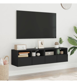 Meubles TV muraux 2 pcs noir 60x30x30 cm bois d'ingénierie