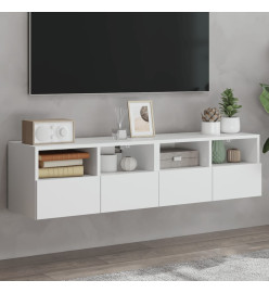 Meubles TV muraux 2 pcs blanc 60x30x30 cm bois d'ingénierie