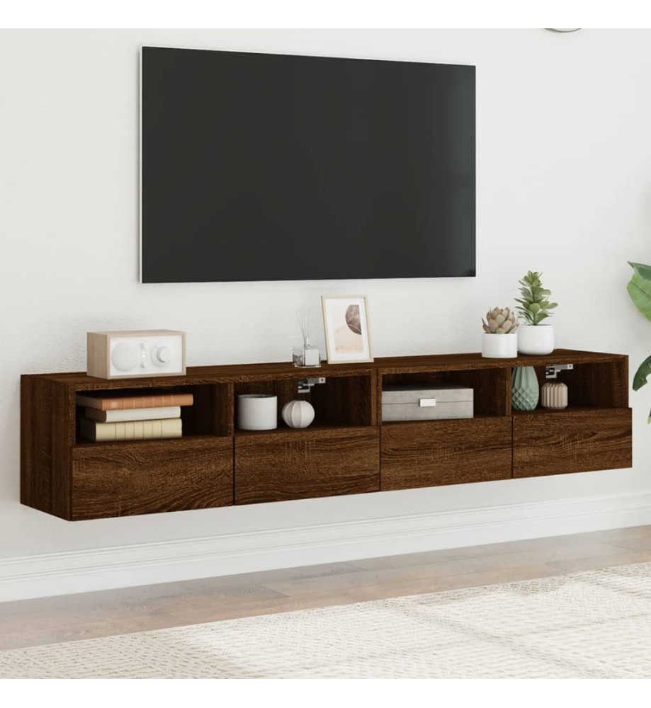 Meubles TV muraux 2 pcs chêne marron 80x30x30cm bois ingénierie