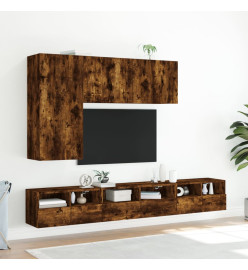 Meuble TV mural chêne fumé 60x30x30 cm bois d'ingénierie