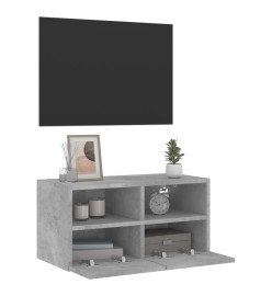 Meuble TV mural gris béton 60x30x30 cm bois d'ingénierie