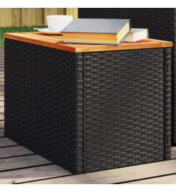 Tables d'appoint jardin 2pcs noir 55x34x37 cm rotin bois massif
