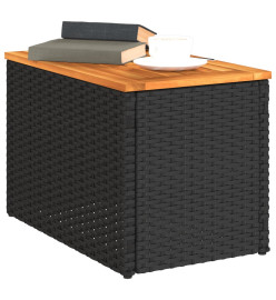 Tables d'appoint jardin 2pcs noir 55x34x37 cm rotin bois massif