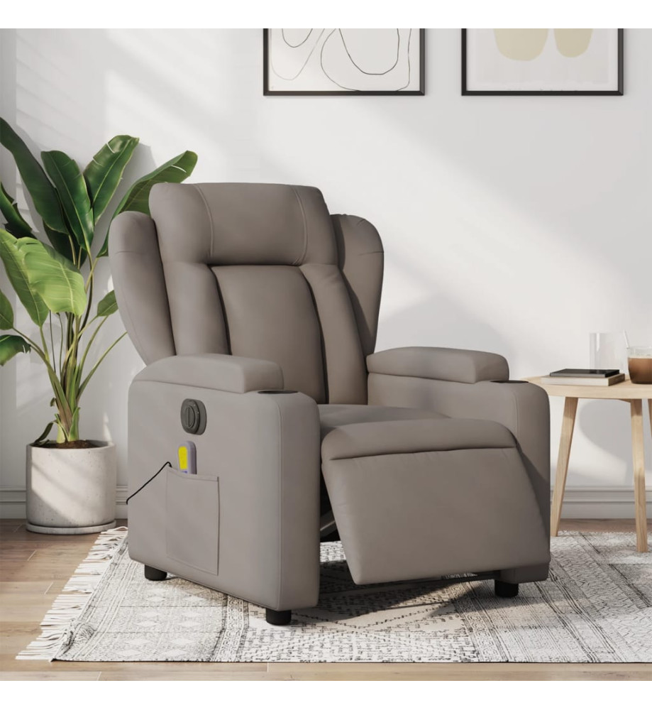 Fauteuil de massage inclinable électrique Taupe Tissu